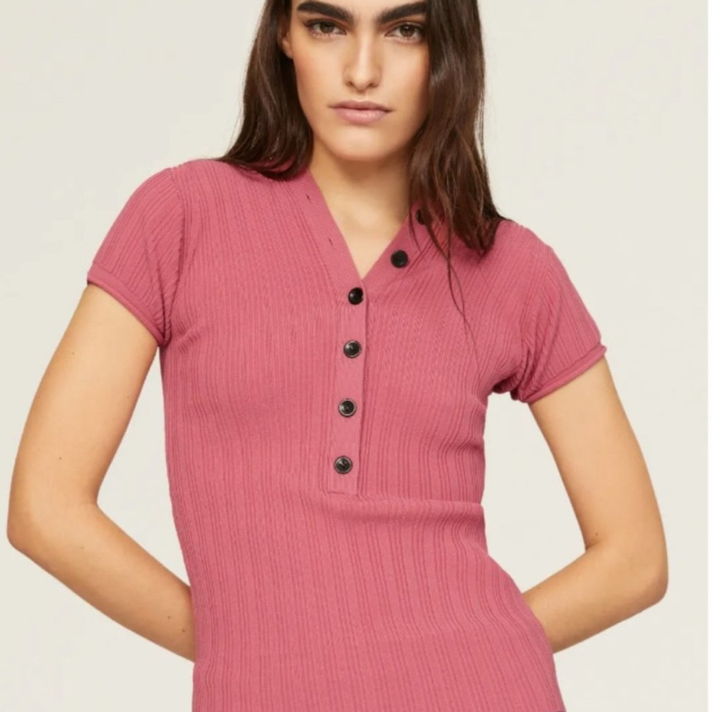 Proenza Schouler White Label Rib Knit Polo Top Size large